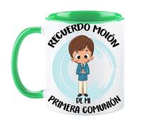 FUNNY CUP Taza Recuerdo molón de mi Primera comunión. Regalo Divertido para niño. (Verde)