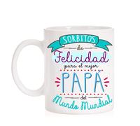 FUNNY CUP Taza Sorbitos de felicidad para el mejor papa del mundo mundial. Regalo para el día del padre