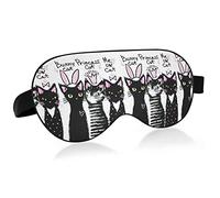 Funny Cute Cats Kitten Pink White Black Eye Masks Cover Blocks Light Sleep Mask Shade Cover Blindfold Relaxing Eyeshade Cover con correa ajustable para la cabeza para hombres, mujeres y niños