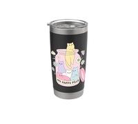 Funny & Cute Happy Pills Cat Mental Health Meme Pet Lover Vaso térmico de acero inoxidable de doble pared