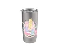 Funny & Cute Happy Pills Cat Mental Health Meme Pet Lover Vaso térmico de acero inoxidable de doble pared