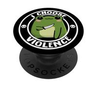 Funny Cute Kids Girls Boys Kawaii Frog I Choose Violence PopSockets PopGrip Adhesivo