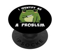 Funny Cute Kids Girls Boys Kawaii Frog Identify As A Problem PopSockets PopGrip Adhesivo