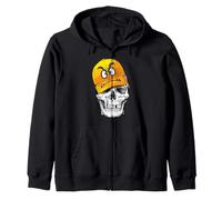 Funny Cute Skull Wears Angry Yellow Cap Graphic Design Sudadera con Capucha