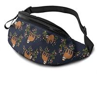 Funny Cute Sloth On Tree Branch Riñonera con Orificio para Auriculares Riñonera Ajustable Sling Pocket Unisex Running Belt Bag para Senderismo Ciclismo Deportes