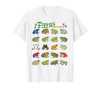 Funny Cute Types of Frogs Around The World For Kid Student Camiseta gráfica económica, Hombre, Blanco, S