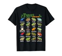 Funny Cute Types of Frogs Around The World For Kid Student Camiseta gráfica económica, Hombre, Negro, XL