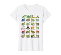 Funny Cute Types of Frogs Around The World For Kid Student Camiseta gráfica económica, Mujer, Blanco, L