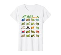 Funny Cute Types of Frogs Around The World For Kid Student Camiseta gráfica económica, Mujer, Blanco, L