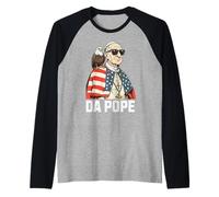 Funny Da Pope León XIV 4 de Julio Americano Hombres Mujeres Camiseta Manga Raglan