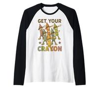 Funny Dabbing Crayons First Day of School Get Your Crayon Camiseta Manga Raglan