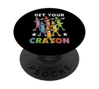 Funny Dabbing Crayons First Day of School Get Your Crayon PopSockets PopGrip Adhesivo
