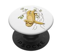 Funny Dabbing Sloth Illustration Tree Hanging Drawing PopSockets PopGrip Adhesivo