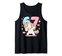 Funny Dabbing Unicorn 6th 7th Birthday Six Seven Meme Girl Camiseta sin Mangas