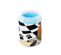 Funny Dachshund - Cepillo limpiador de patas de mascotas reutilizable a cuadros blanco y negro, cepillo de silicona suave, kit de limpieza de pies para perros pequeños y medianos