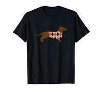 Funny Dachshund Dog in Argyle Sweater Design Camiseta