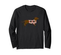 Funny Dachshund Dog in Argyle Sweater Design Manga Larga