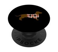 Funny Dachshund Dog in Argyle Sweater Design PopSockets PopGrip Adhesivo