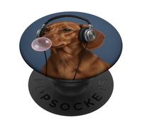 Funny Dachshund Doxie Music Lover Bubblegum Mamá Papá Niños PopSockets PopGrip Adhesivo