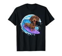 Funny Dachshund está surfeando una Ola del océano 1 - Fan Fun Camiseta