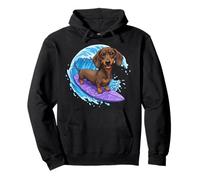 Funny Dachshund está surfeando una Ola del océano 1 - Fan Fun Sudadera con Capucha