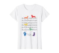 Funny Dachshund música Jugando con Notas Perro LGBT Camiseta gráfica económica, Mujer, Blanco, L