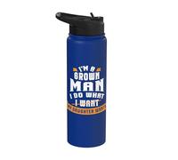 Funny Dad Daddy Grown Man Do What Daughter Wants Fathers Day Stainless Steel Insulated Water Bottle