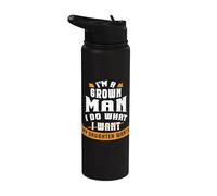 Funny Dad Daddy Grown Man Do What Daughter Wants Fathers Day Stainless Steel Insulated Water Bottle