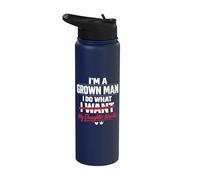 Funny Dad Father I'm A Grown Man I Do What My Daughter Wants Stainless Steel Insulated Water Bottle