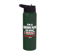 Funny Dad Father I'm A Grown Man I Do What My Daughter Wants Stainless Steel Insulated Water Bottle