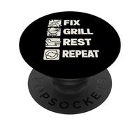 Funny Dad Fix Grill Rest Repeat Gifts Fathers Day PopSockets PopGrip Adhesivo
