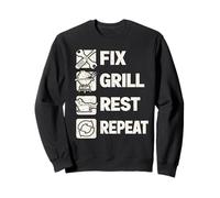 Funny Dad Fix Grill Rest Repeat Gifts Fathers Day Sudadera