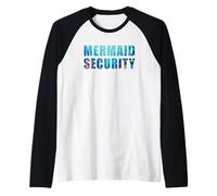 Funny Dad Mermaid Security Underwater Sea Graphic (White) Camiseta Manga Raglan