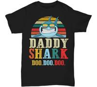 Funny Dad Shark Doo T Shirt for Men Gift Daddy Father' Day tee Family Short Sleeve Top Black XXL