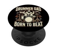 Funny Dad Vintage Papa Rock Metal Tambores Beat Music Gift PopSockets PopGrip Adhesivo