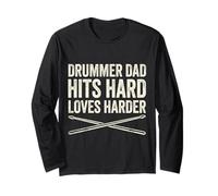 Funny Dad Vintage Papa Rock Metal Tambores Hits Music Gift Manga Larga