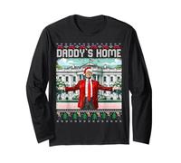 Funny Daddy's Home Pink Trump Ugly Christmas Sweater Pijamas Manga Larga