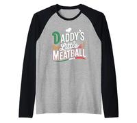 Funny Daddys Little Meatball Cute Joke Mujeres Hombres Camiseta Manga Raglan