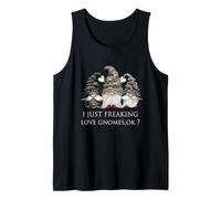 Funny Dark Gothic Garden Gnomes I Just Freaking Love Gnomes Camiseta sin Mangas