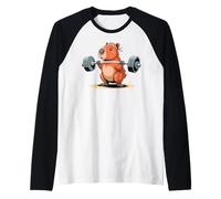 Funny Deadlift Capybara Cute Fitness Capy Gym Lover Camiseta Manga Raglan