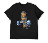 Funny Deadlift Gym T Shirts Graphic Dachshund Dog Weightlifting Streetwear Short Sleeve Birthday Gifts Summer T-Shirt For Sport Men's Man Black XL