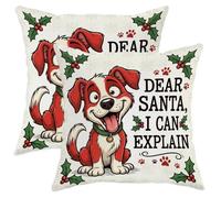 Funny Dear Santa Dog - Juego de 2 fundas de almohada de Navidad de 40.6 x