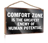 Funny Decor For Home Comfort Zone Is The Greatest Enemy of Human Potential. Divertidos letreros de madera para decoración del hogar (20 x 30 cm)