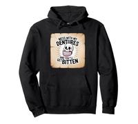 Funny Dentures Skull Get Bitten Vintage Joke Sudadera con Capucha