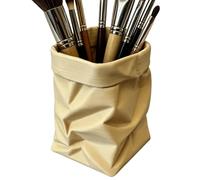 Funny Desk Holder, Creative Office Cup, 3.23x3.39x3.94 pulgadas Brush Container with Paper Bag Design, Resin Storage Cup, Stationery Keeper with Novelty Style, Desktop Organizer for Students Teachers