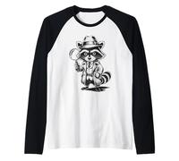 Funny Detective Raccoon Camiseta Manga Raglan