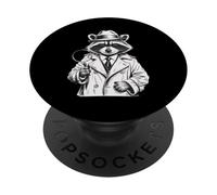 Funny Detective Raccoon PopSockets PopGrip Adhesivo