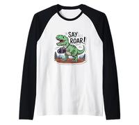 Funny Dino Explorer with Camera for Kids, Teens, and Outdoor Camiseta Manga Raglan