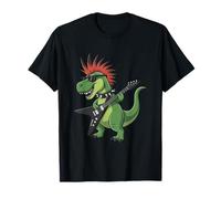 Funny Dino Punk Rock Dinosaur Rock'n Roll Band Guitar Camiseta
