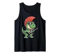 Funny Dino Punk Rock Dinosaur Rock'n Roll Band Guitar Camiseta sin Mangas